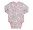 Детский боди для новорожденных БД 159 Бемби серый-розовый-рисунок 0