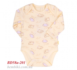 Боди с длинным рукавом для новорожденных БД 58а Бемби молочный-рисунок