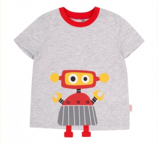Детская летняя футболка для мальчика ФБ 802 Бемби серый-красный