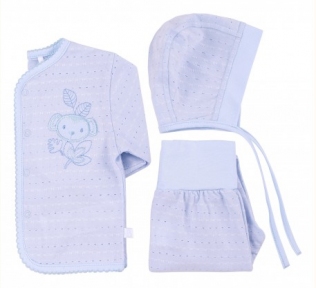 Детский комплект для новорожденных с трех предметов КП 101 Бемби супрем фактурный голубой
