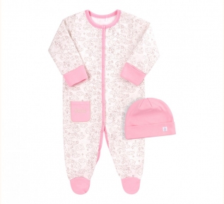 Детский комплект для новорожденых КП 207 Бемби бежевый-розовый-рисунок