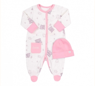 Детский комплект для новорожденых КП 207 Бемби серый-розовый-рисунок