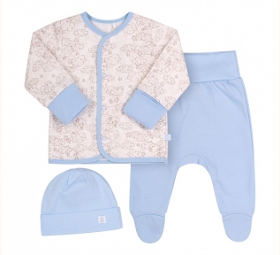 Детский комплект для новорожденых КП 209 Бемби байка бежевый-голубой-рисунок