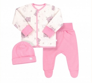Детский комплект для новорожденых КП 209 Бемби байка серый-розовый-рисунок