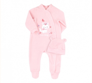 Детский комплект для новорожденных с двух предметов КП 232 Бемби велюр светло-розовый