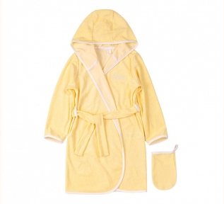 Дитячий комплект халат і мочалка КП 256 Бембі махра жовтий