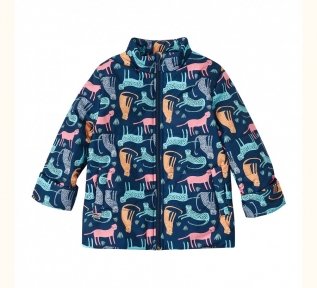 Дитяча осіння куртка для дівчинки КТ 258 Бембі синій-малюнок