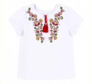 Детская этно-футболка печать на девочку ФБ 961 Бемби белый