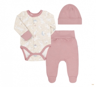 Детский комплект для новорожденных КП 275 Бемби бежевый-розовый-рисунок