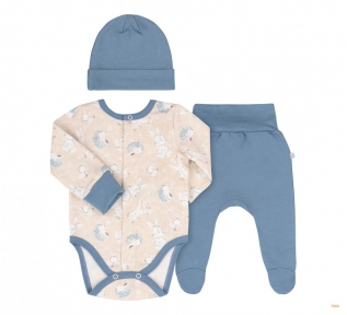 Детский комплект для новорожденных КП 275 Бемби бежевый-голубой-рисунок