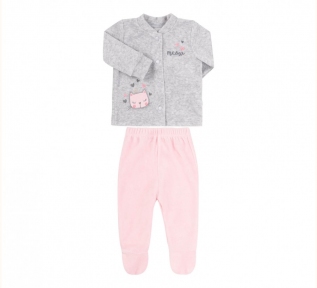 Детский костюм для новорожденных КС 737 Бемби серый-светло-розовый