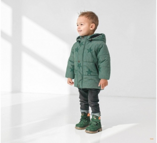Дитяча зимова куртка для хлопчика КТ 265 Бембі зелений-малюнок