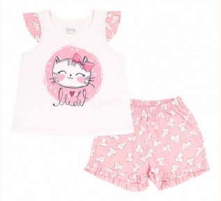 Детская летняя пижама ПЖ 48 Бемби молочный-розовый-рисунок