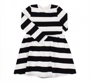 Детское платье для девочки ПЛ 344 Бемби черный-белый-полоска