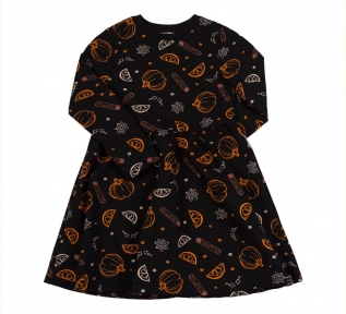 Дитяча сукня для дівчинки ПЛ 344 Бембі чорний-оранжевий-малюнок