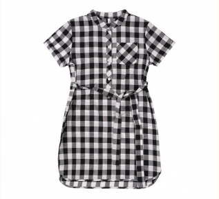 Детское платье для девочки ПЛ 353 Бемби ткань рубашечная черный-белый-рисунок