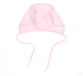 Детский чепчик для новорожденных ШП 2 Бемби интерлок светло-розовый-серый