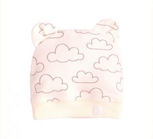 Детская шапочка для новорожденных ШП 76 Бемби интерлок молочный-рисунок