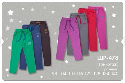 Детские спортивные штаны для девочки ШР 478 Бемби фиолетовый трикотаж