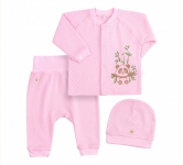 Детский комплект с трех предметов для новорожденных КП 215 Бемби рибана розовый