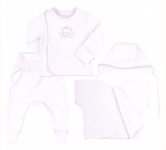 Детский комплект для новорожденных с четырех предметов в подарочной упаковке КП 222 Бемби интерлок белый-розовый