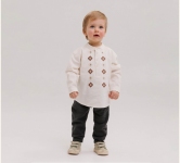 Дитяча етно-сорочка вишивка для хлопчика з довгим рукавом РБ 171 Бембі молочний