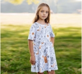 Детское платье для девочки ПЛ 374 Бемби супрем белый-рисунок