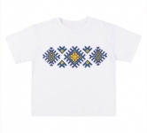 Дитяча етно-футболка універсальна друк ФБ 968 Бембі білий-синій