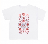 Дитяча етно-футболка універсальна друк ФБ 968 Бембі білий-червоний