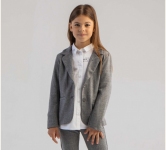 Детский пиджак на девочку ЖК 28 Бемби серый-рисунок