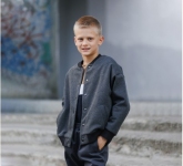 Детская кофта на мальчика КФ 227 Бемби черный-серый-меланж(YX7)
