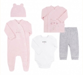 Детский комплект из пяти предметов для новорожденных КП 286 Бемби светло-розовый-серый