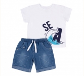 Дитячий літній костюм на хлопчика КС 695 Бембі білий-блакитний