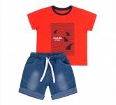 Дитячий літній костюм на хлопчика КС 697 Бембі червоний-блакитний