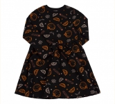 Детское платье для девочки ПЛ 344 Бемби черный-оранжевый-рисунок