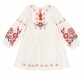 Детское этно-платье вышивка для девочки ВЛ 379 Бемби молочный-вышивка