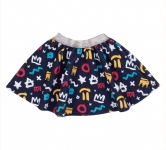 Детская юбка для девочки ЮБ 106 Бемби трикотаж тринитка синий-рисунок