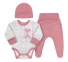 Дитячий комплект з трьох предметів для новонароджених КП 275 Бембі світло-сірий-рожевий