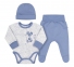 Дитячий комплект з трьох предметів для новонароджених КП 275 Бембі світло-сірий-блакитний