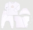 Дитячий комплект для новонароджених з чотирьох предметів в подарунковій упаковці КП 222 Бембі інтерлок білий-бежевий