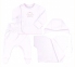 Дитячий комплект для новонароджених з чотирьох предметів в подарунковій упаковці КП 222 Бембі інтерлок білий-рожевий