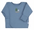 Дитяча сорочечка на кнопках довгий рукав з рукавицями РП 7 Бембі байка блакитний-друк