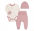 Дитячий комплект для новонароджених КП 275 Бембі бежевий-рожевий-малюнок